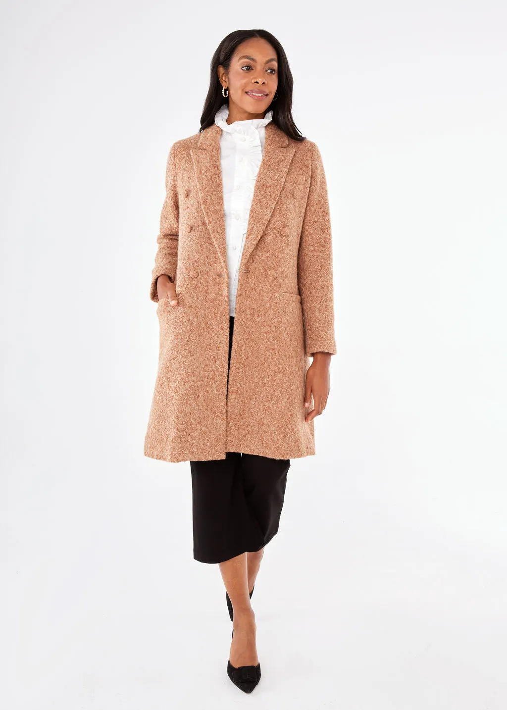 Abigail Coat Camel Shearling Boucle