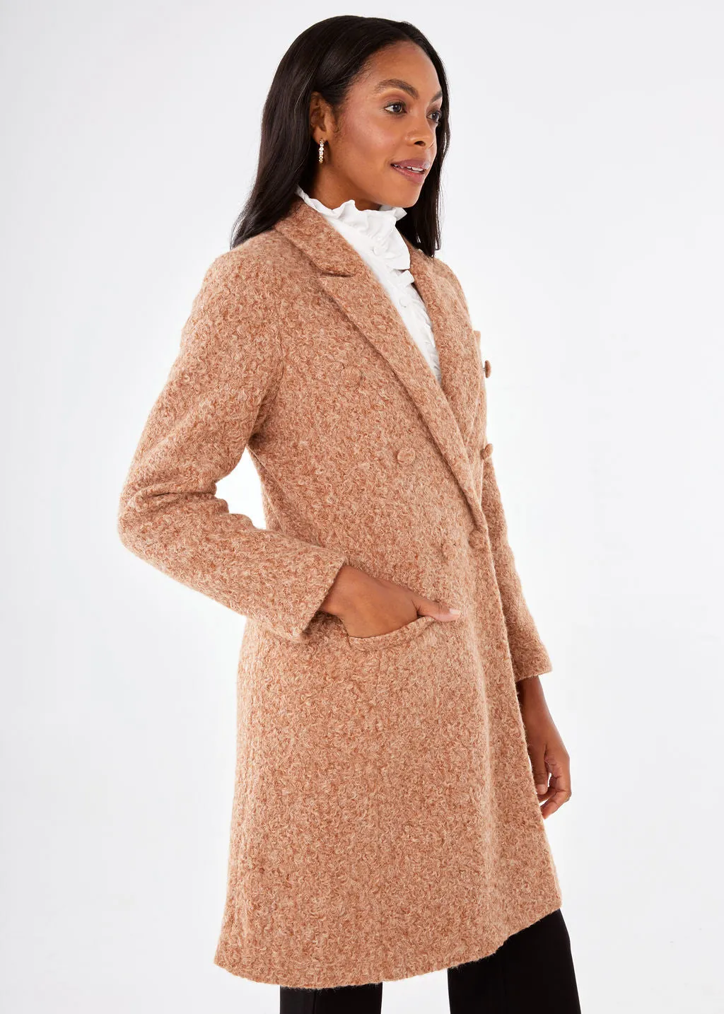 Abigail Coat Camel Shearling Boucle