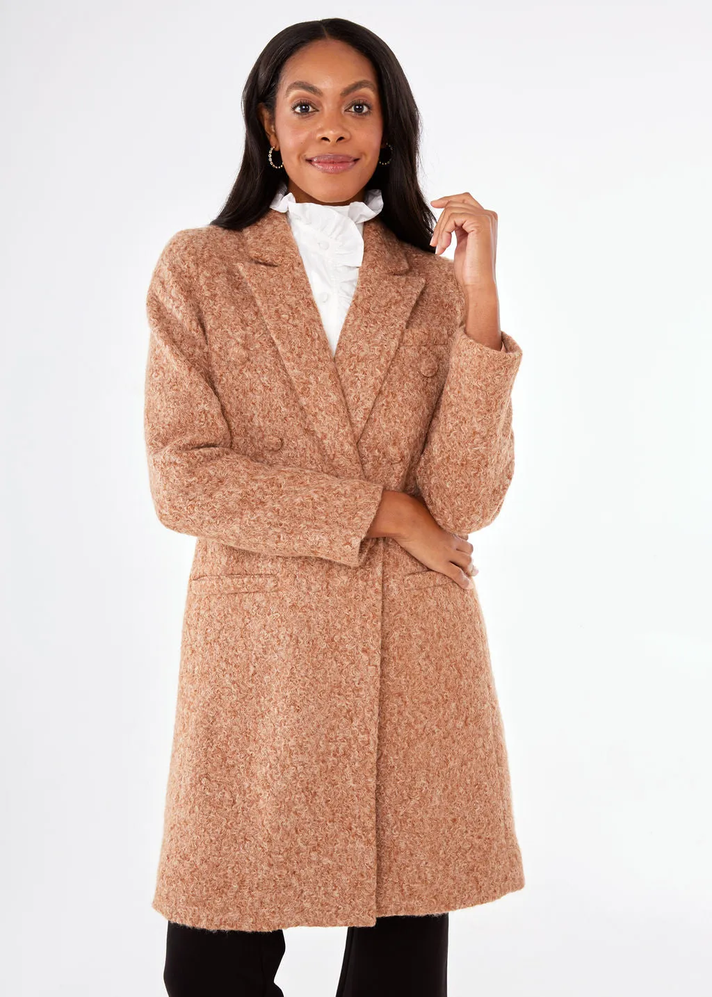 Abigail Coat Camel Shearling Boucle