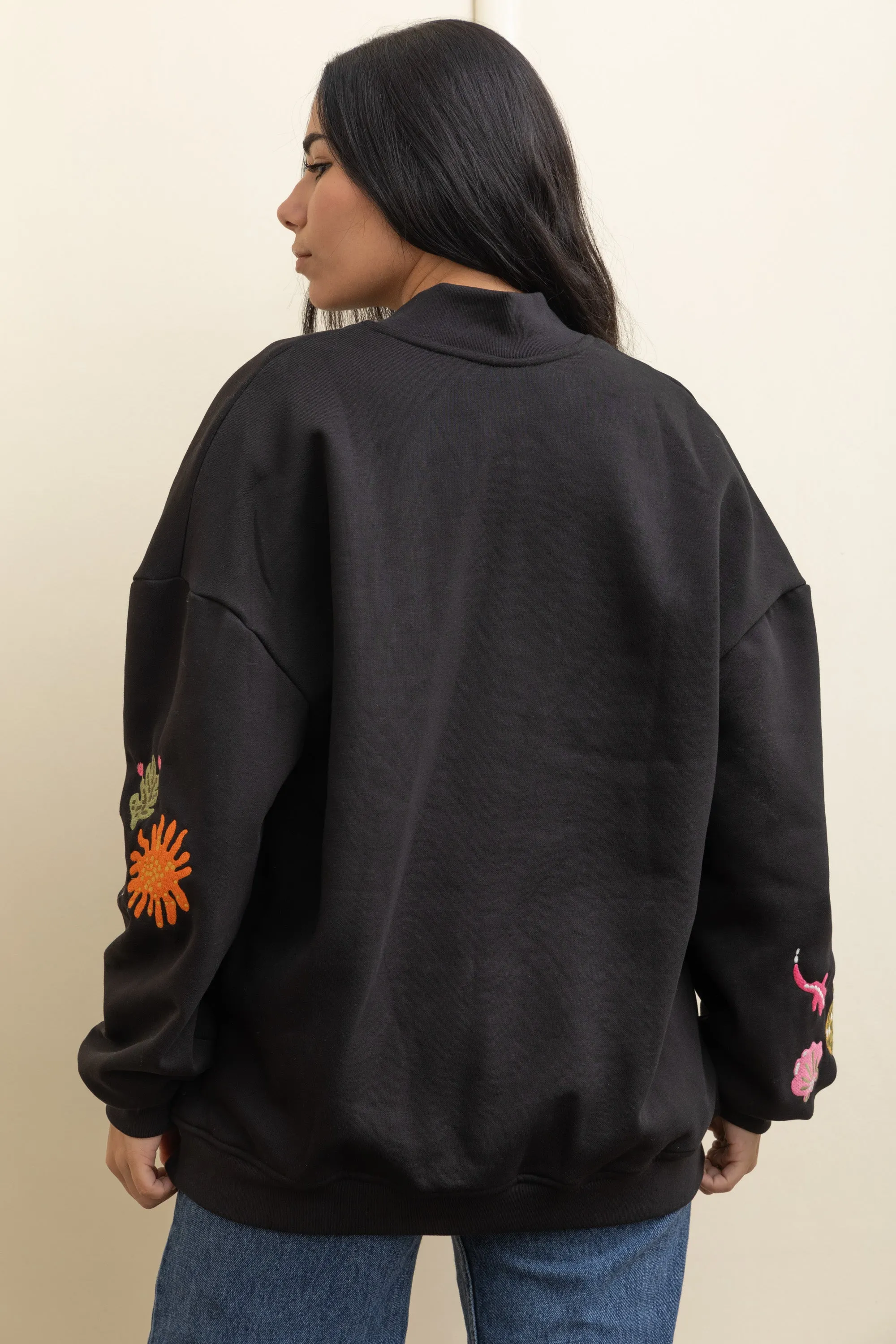 Black Casual Cool Oversized Cotton Jacket