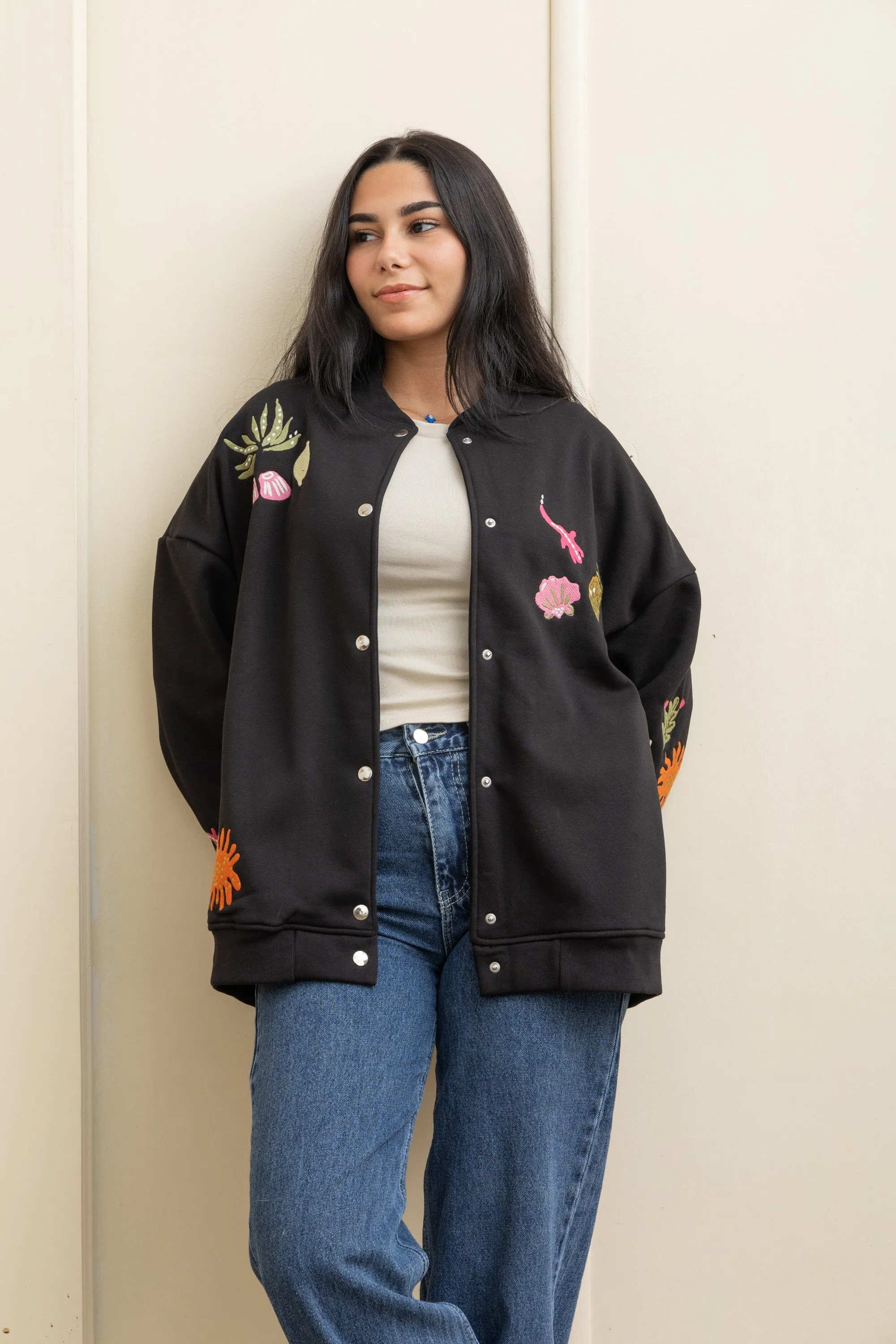 Black Casual Cool Oversized Cotton Jacket