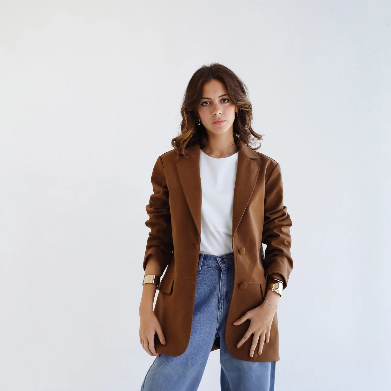 Brown leather blazer