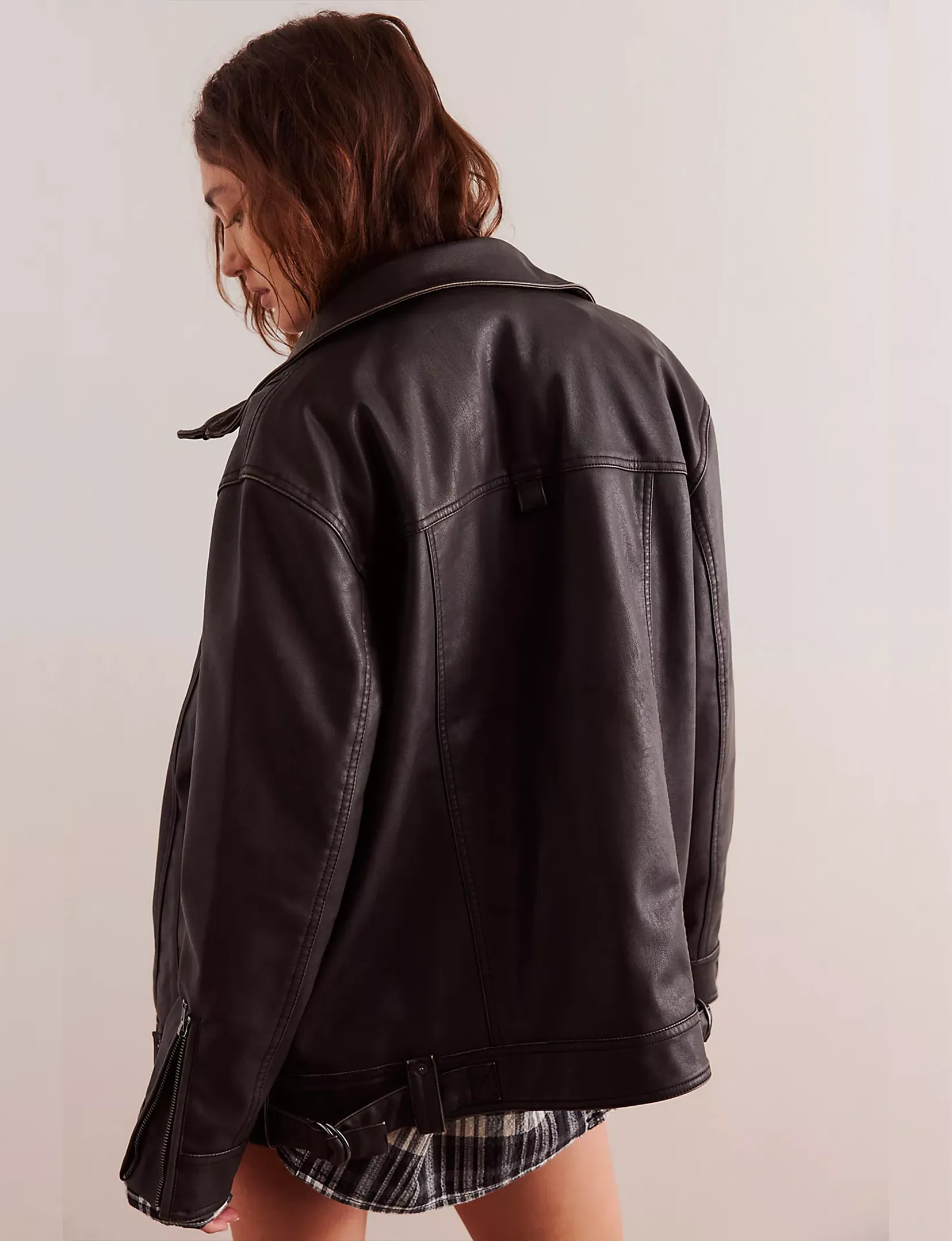 Buckle Up Vegan Leather Jacket, Black/Combo