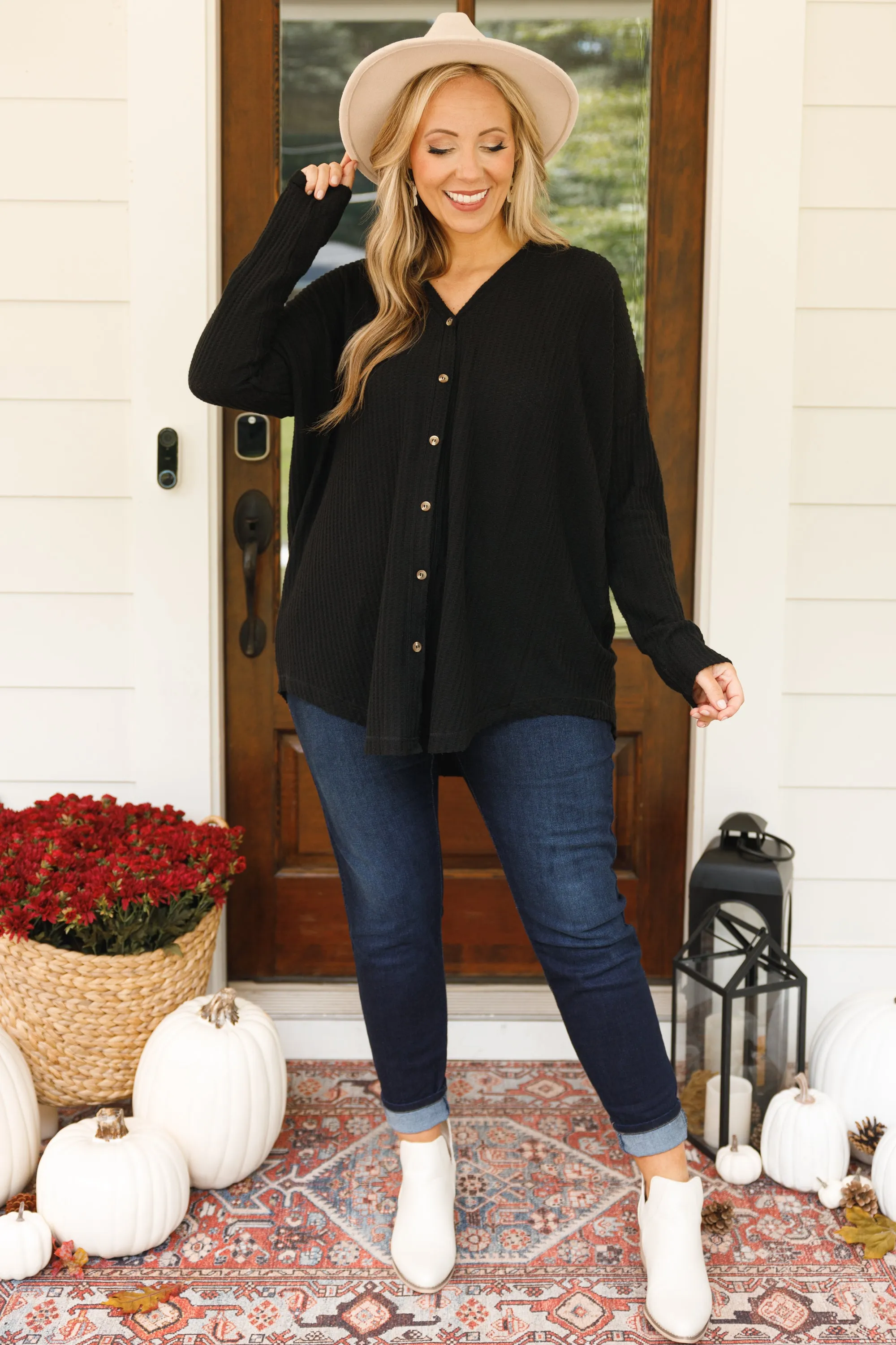 Cozy Cascade Cardigan, Black