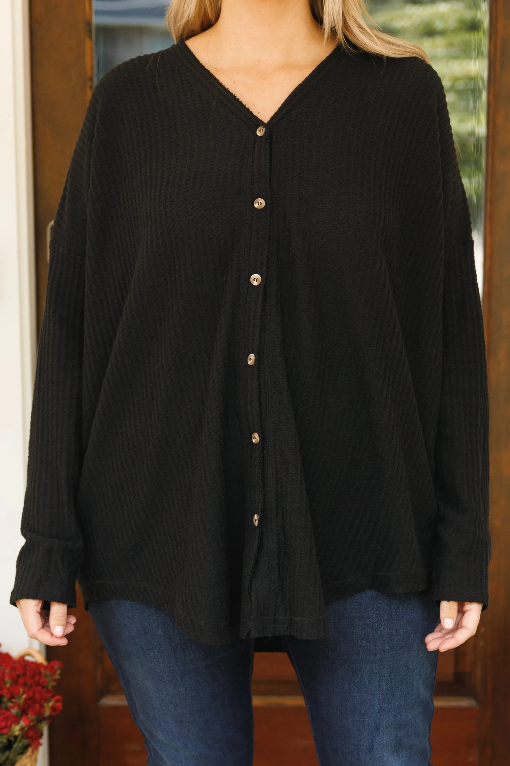 Cozy Cascade Cardigan, Black