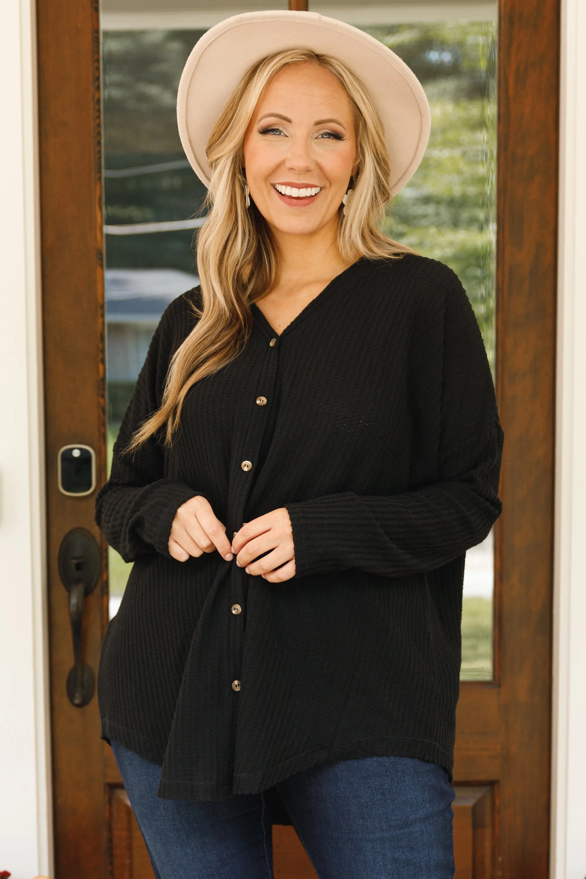 Cozy Cascade Cardigan, Black