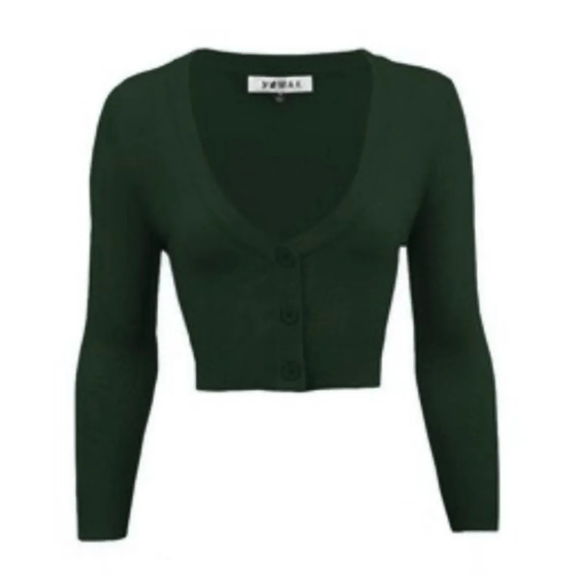 Cropped Cardigan - Hunter Green