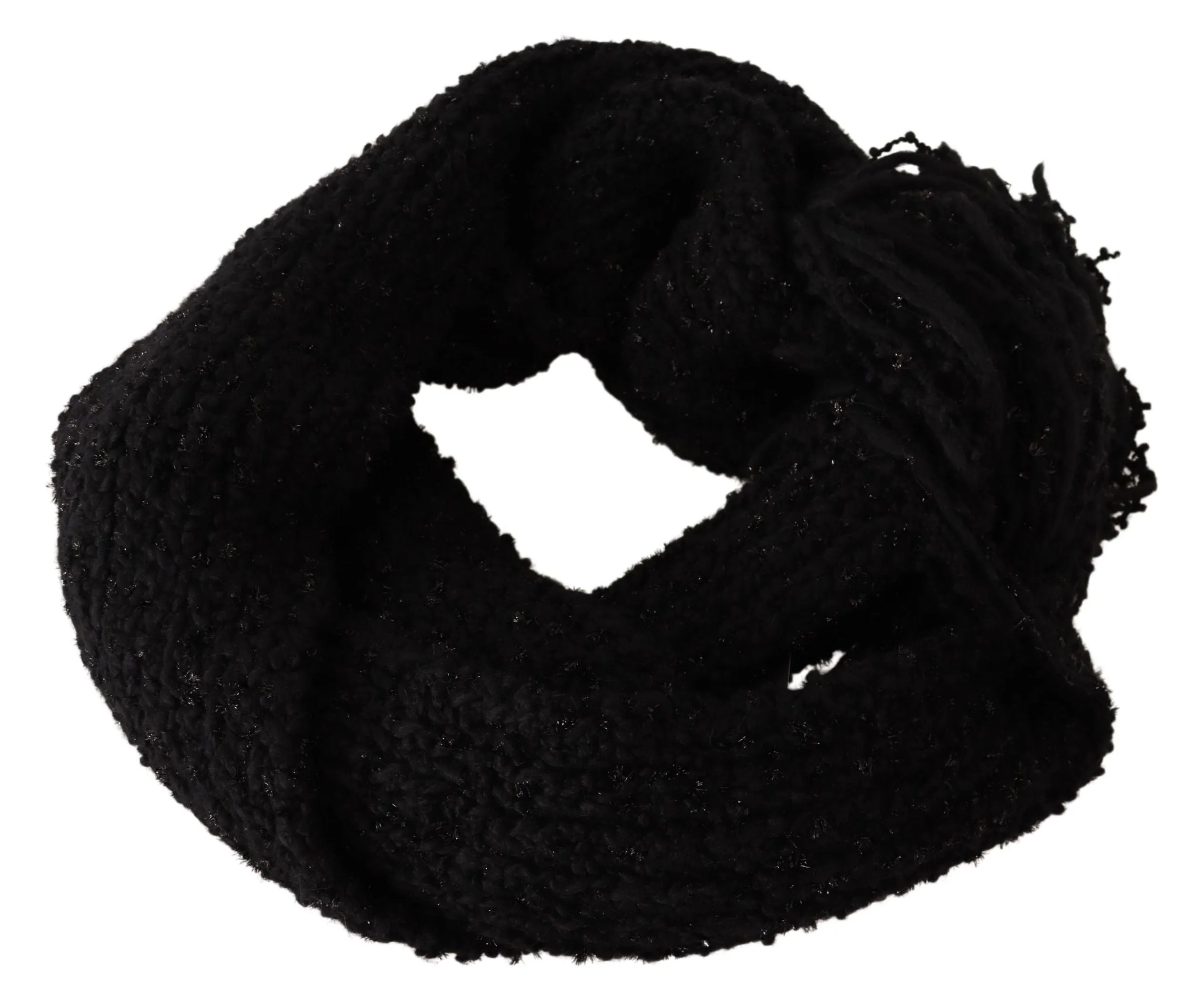 Dolce & Gabbana Elegant Black Wool-Blend Designer Scarf