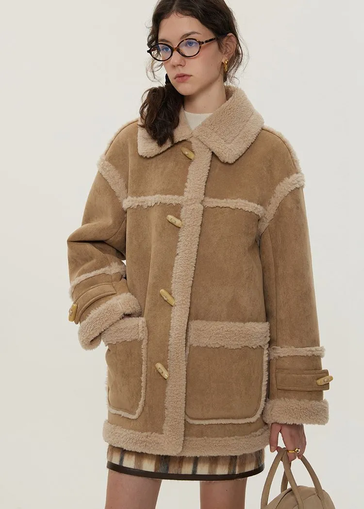 Faux Suede Fur Fleece Coat