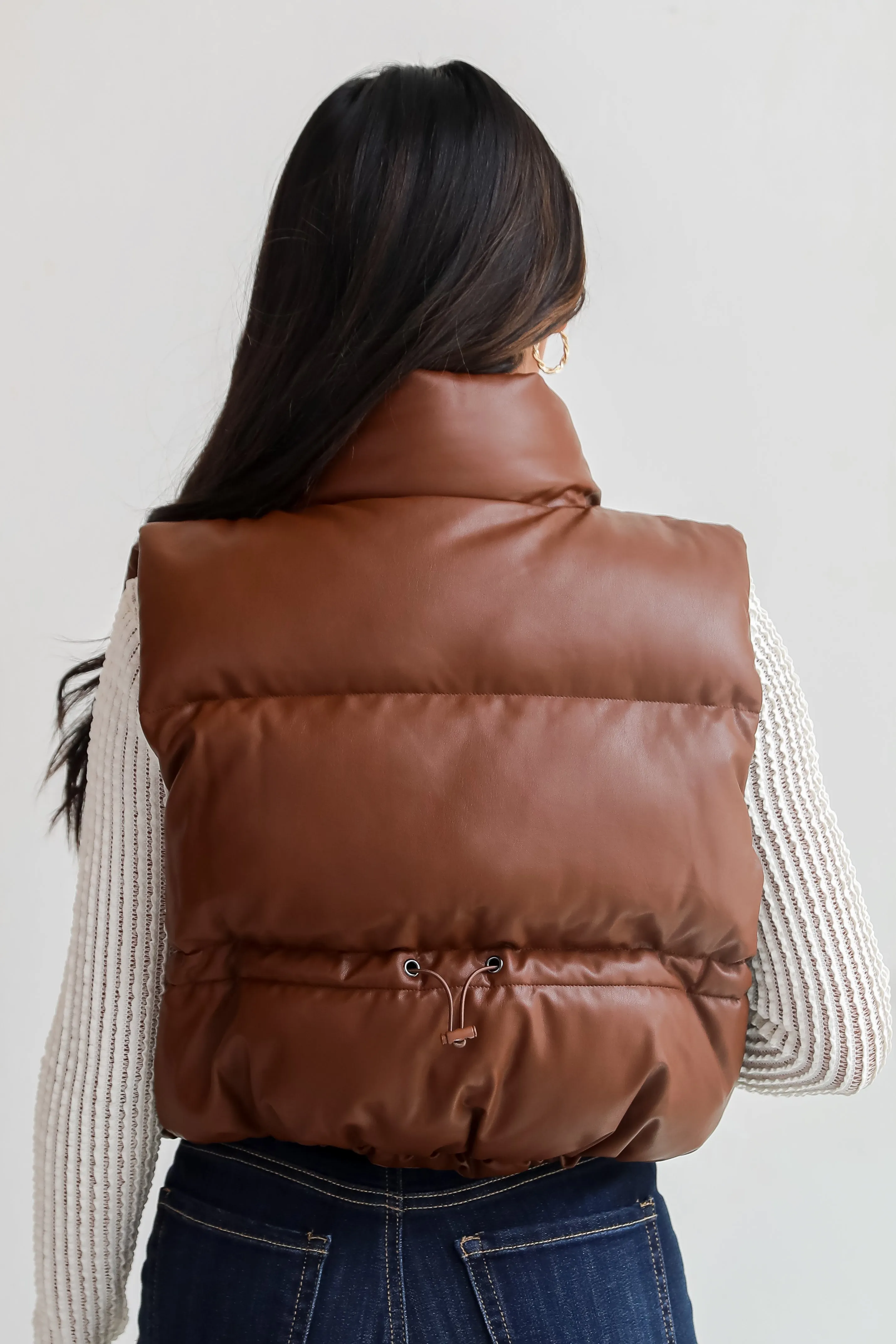 Fave Forecast Chestnut Leather Puffer Vest