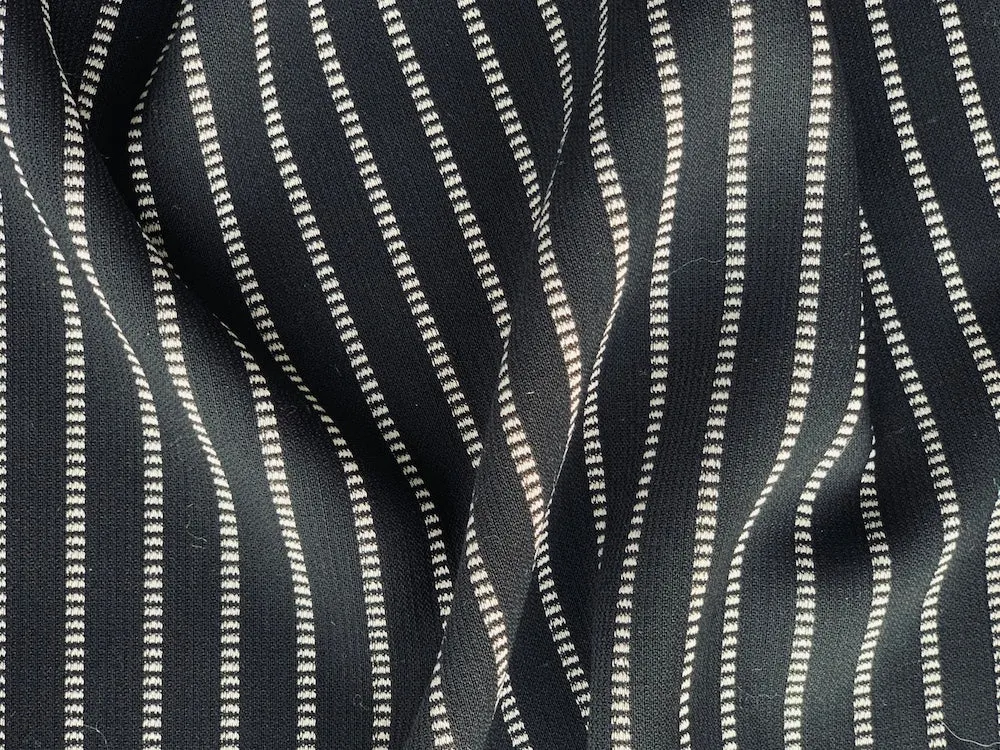 Giorgio Armani Black & White Striped Wool  Suiting  (Made in Italy)