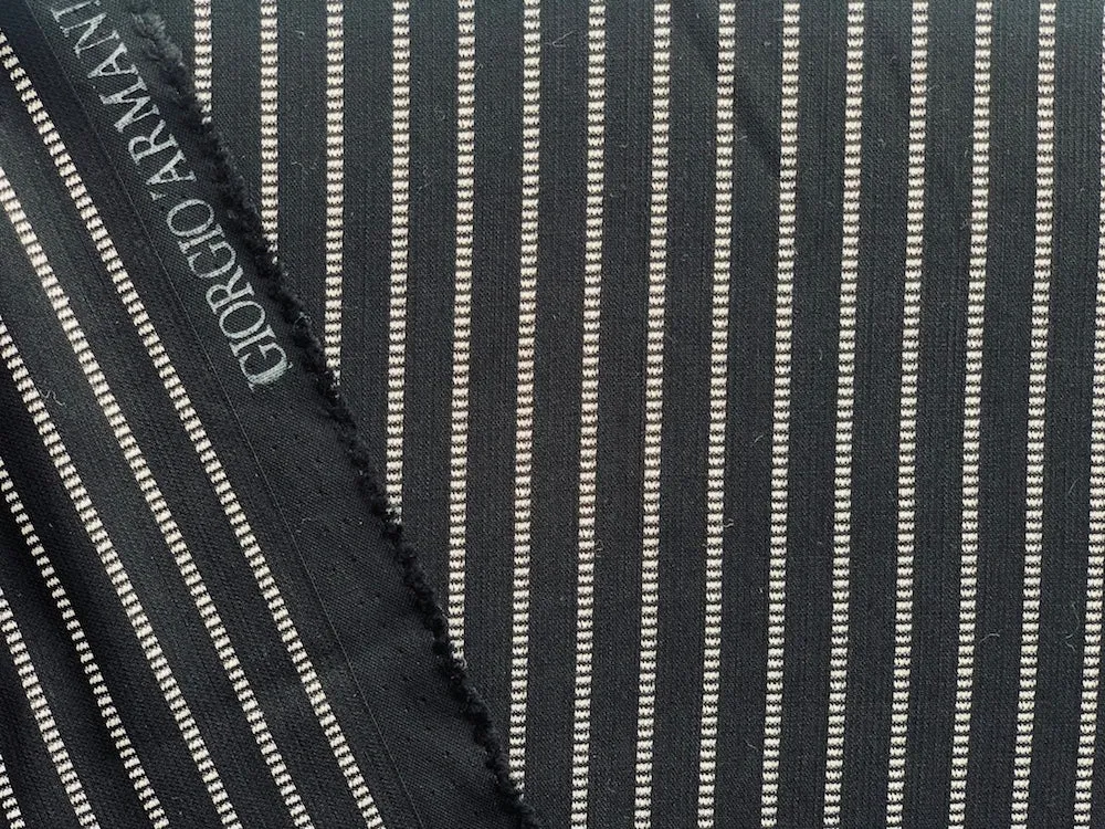 Giorgio Armani Black & White Striped Wool  Suiting  (Made in Italy)