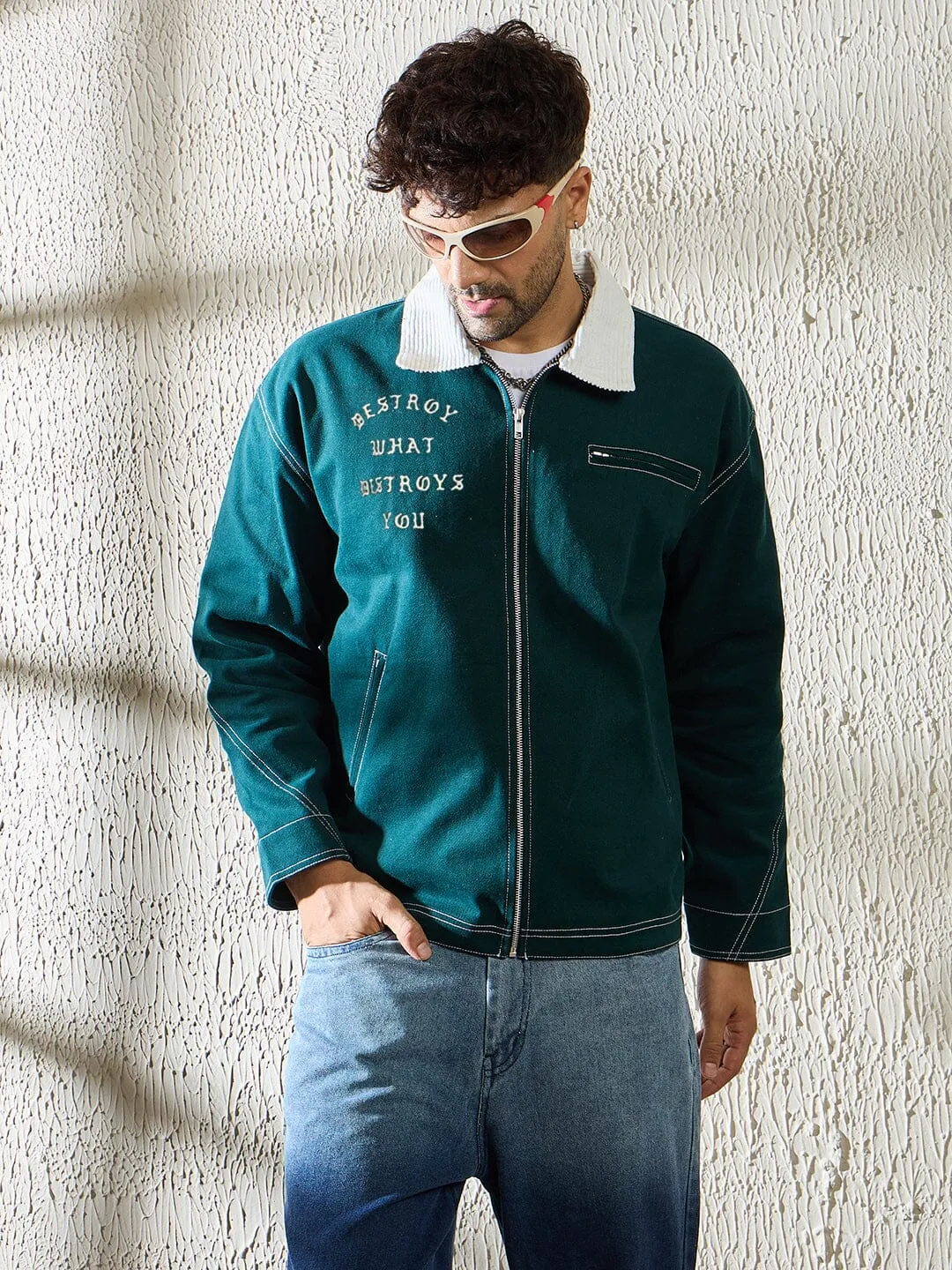 Green Heavyweight Harrington Jacket