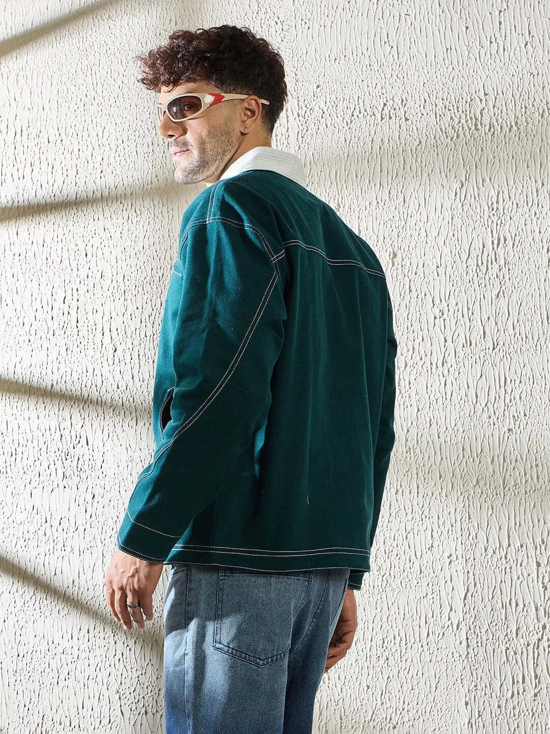 Green Heavyweight Harrington Jacket