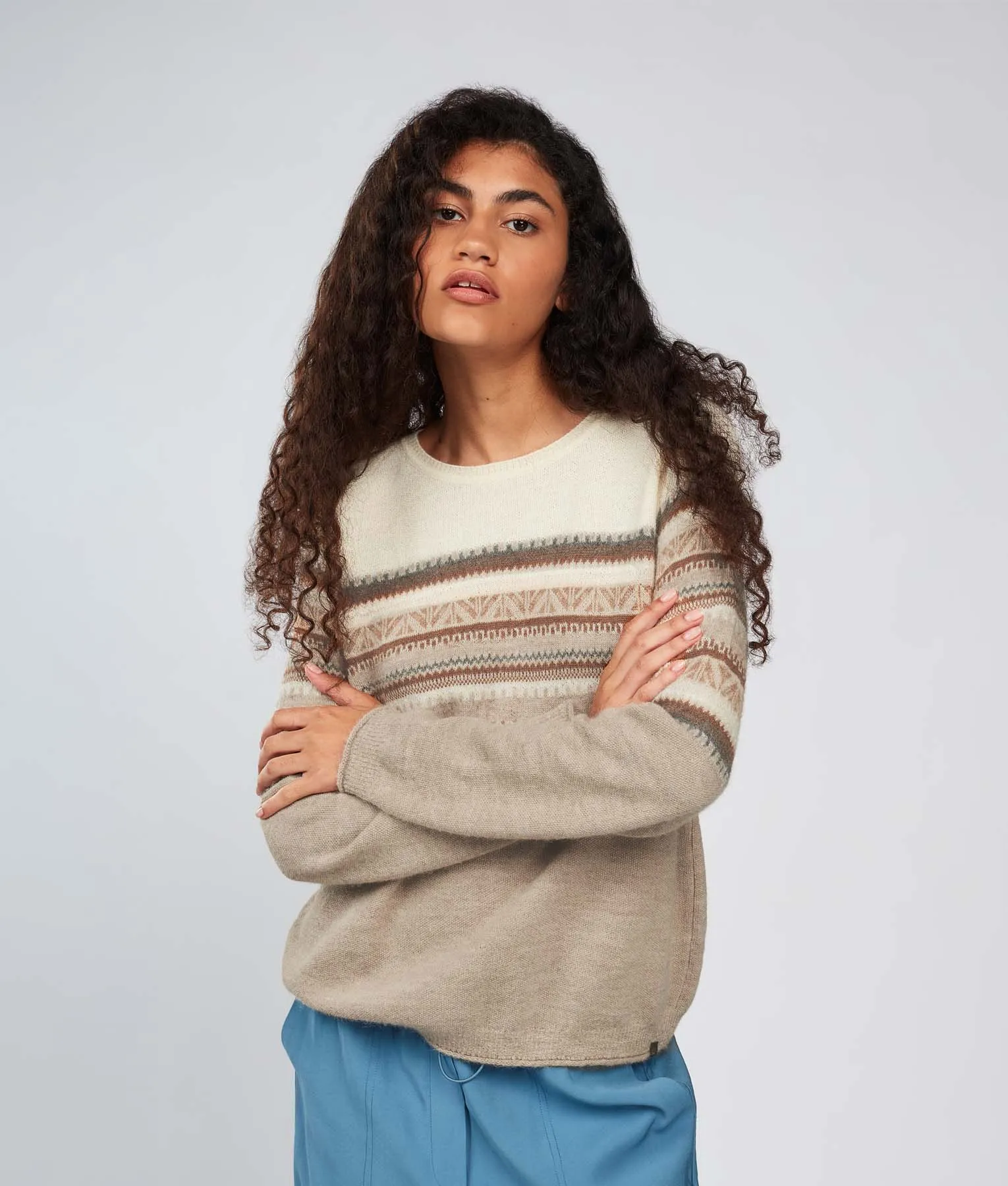 Her Yoke Jacquard O Neck Pullover