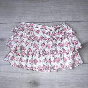 Janie & Jack Pink Floral Corduroy Ruffled Skirt