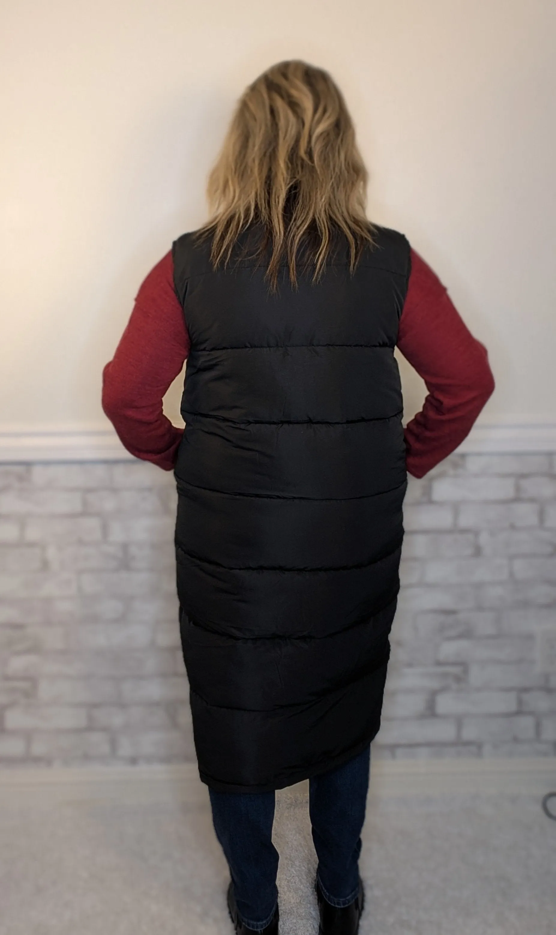 Long Thick Black Puffer Vest