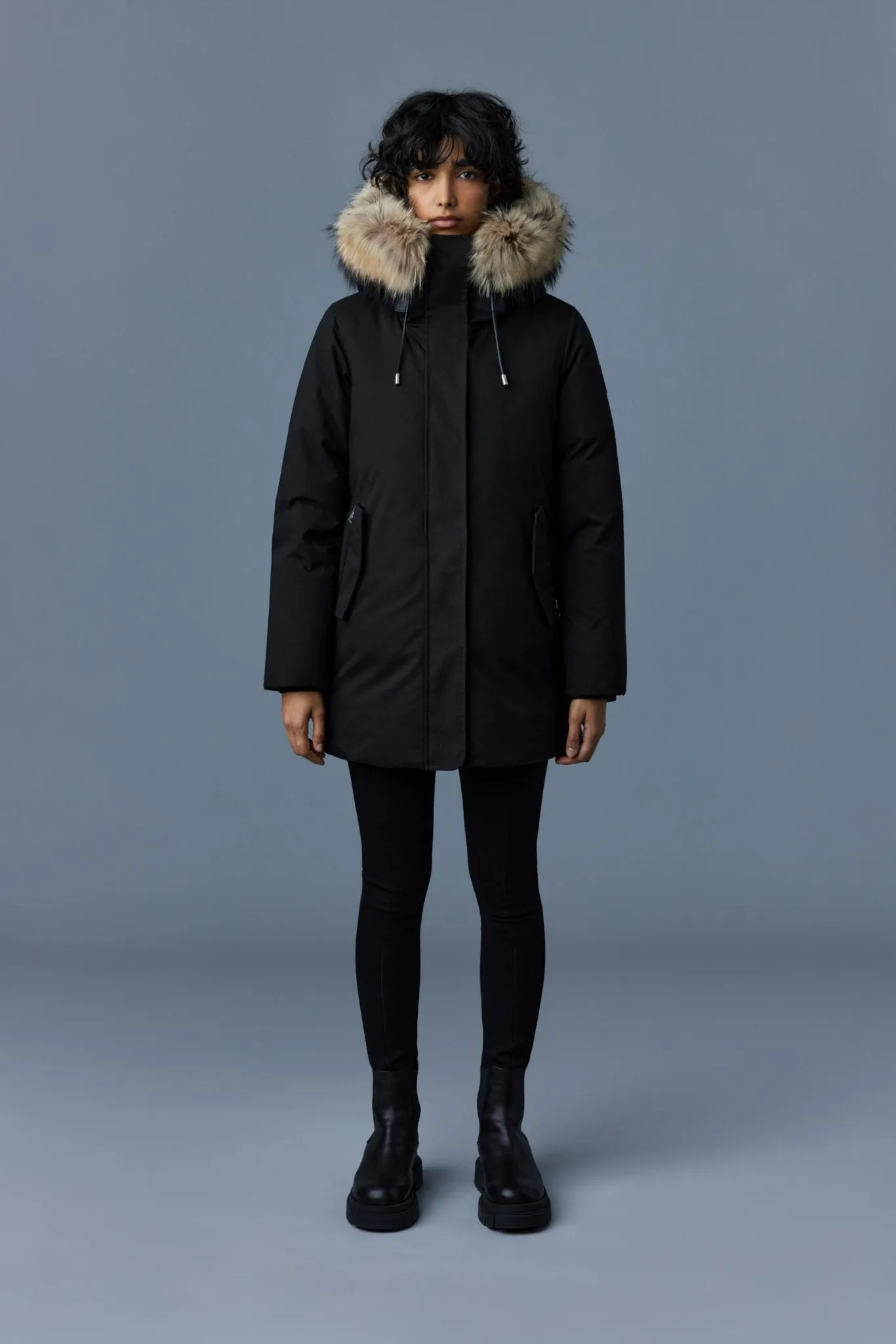 MACKAGE KINSLEE-F - 2-in-1 Oversized Down Parka With Bib And Natural Fur