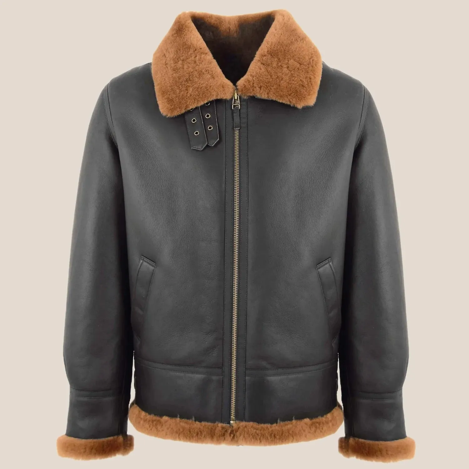 Men's Brown Ginger Classic B3 Sheepskin Jacket