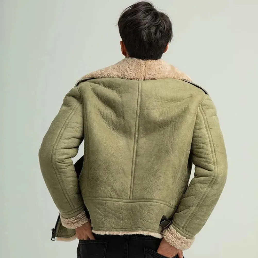 Men's Green Shearling B3 Pilot Jacket - Casual Coat