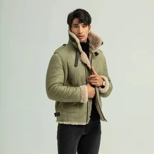 Men's Green Shearling B3 Pilot Jacket - Casual Coat