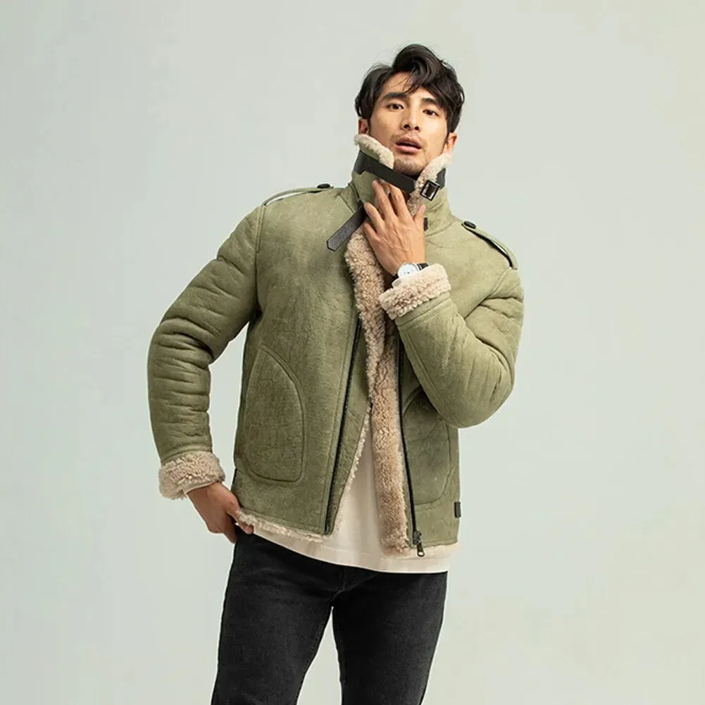 Men's Green Shearling B3 Pilot Jacket - Casual Coat