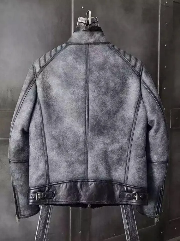 Men's Grey B3 Sheepskin Leather Jacket