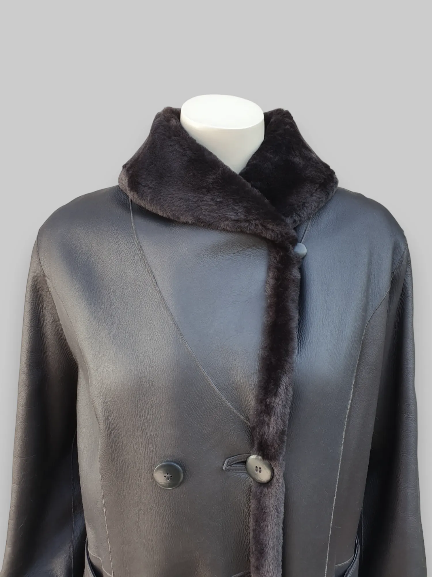 Merino Napado Cafe Oxido Shearling Coat -Size 44