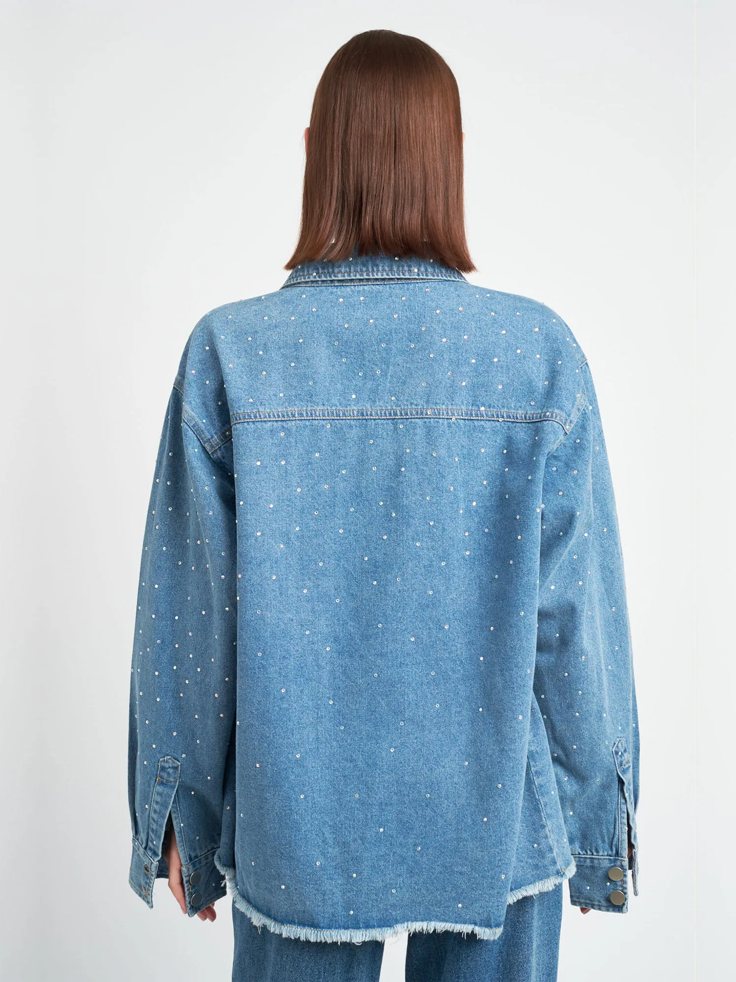 Oversized Rhinestone Denim Jacket