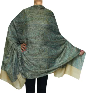 Paisley Wool Women's Wrap Shawl Gift India Clothes (82 x 42 inches)