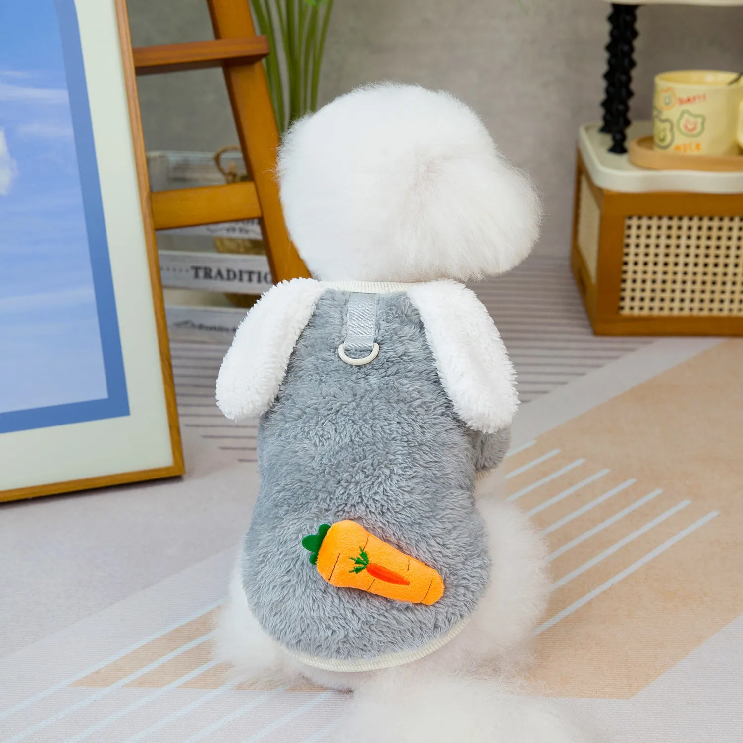 Pet Dog Clothes | Carrot & Big White Rabbit Two-Leg Fleece | 2024 New Autumn and Winter Pet Clothing