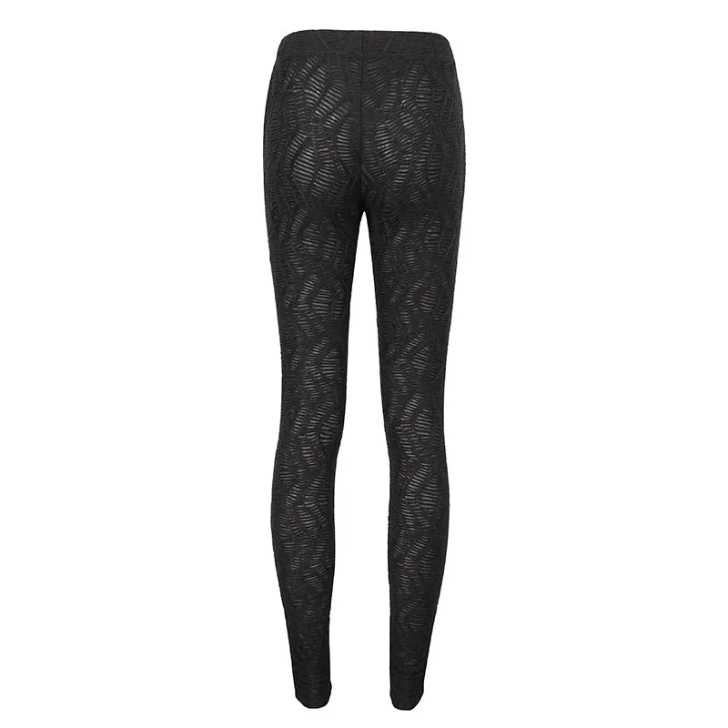 PT220 wild grain pleated strappy stretchy knitted leggings