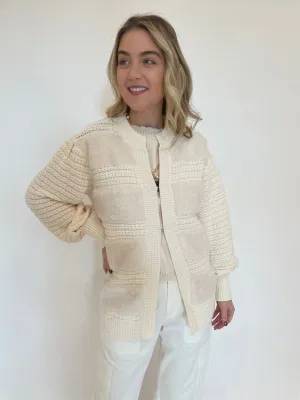 Romeo Fuzzy Crochet Cardigan - Cream