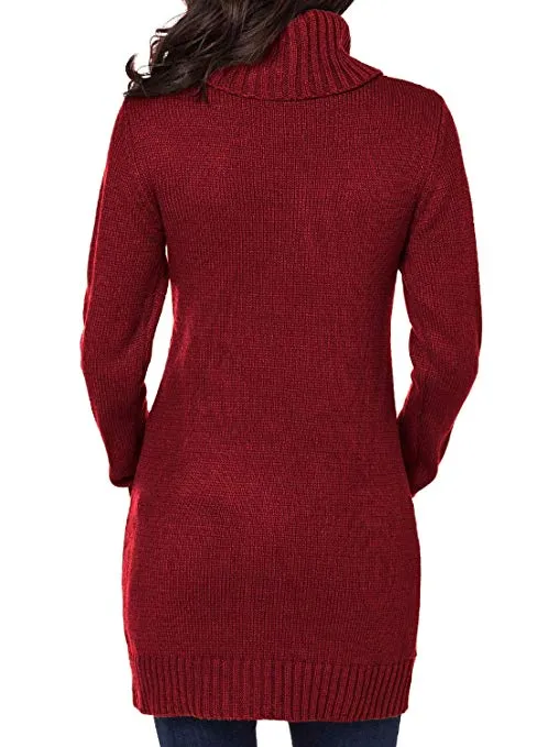 TastyHottie - Women Asymmetric Buttoned Collar Knit Stretchable Elasticity Long Sleeve Slim Fit Sweater Dress