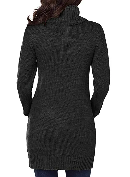 TastyHottie - Women Asymmetric Buttoned Collar Knit Stretchable Elasticity Long Sleeve Slim Fit Sweater Dress