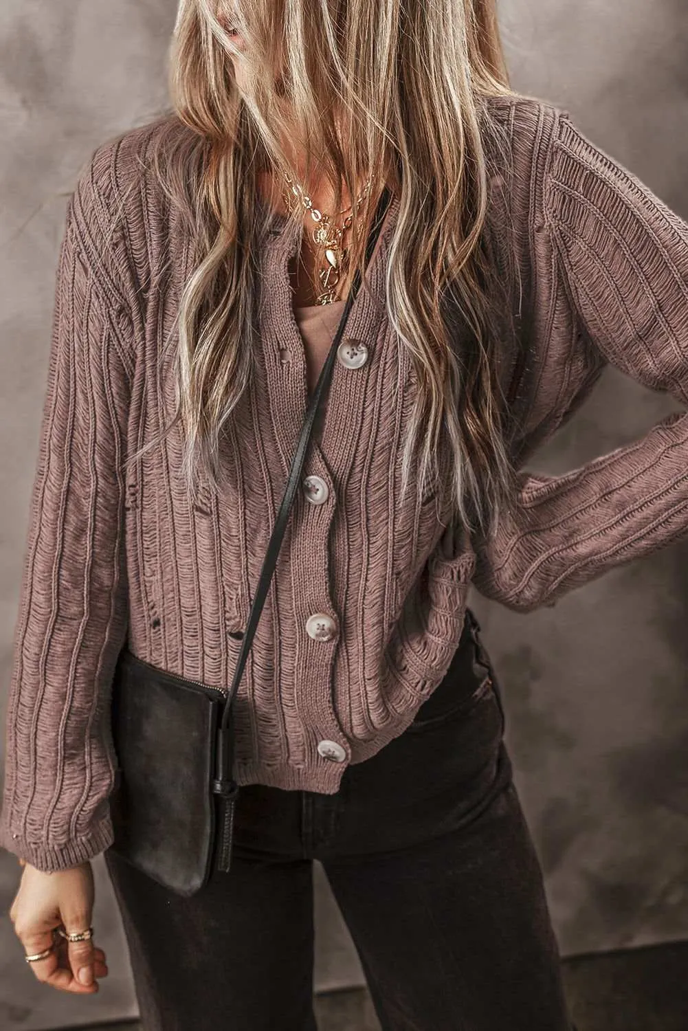 Textured Knit Button Front Cardigan - Stylish & Cozy