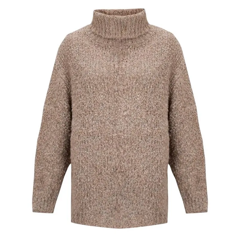 Vinny Boucle Polo Neck in Beige