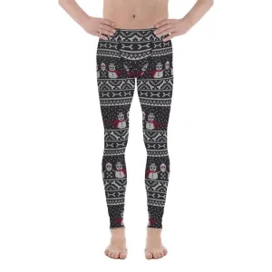 Vintage Goth Knitted Print Men's Leggings