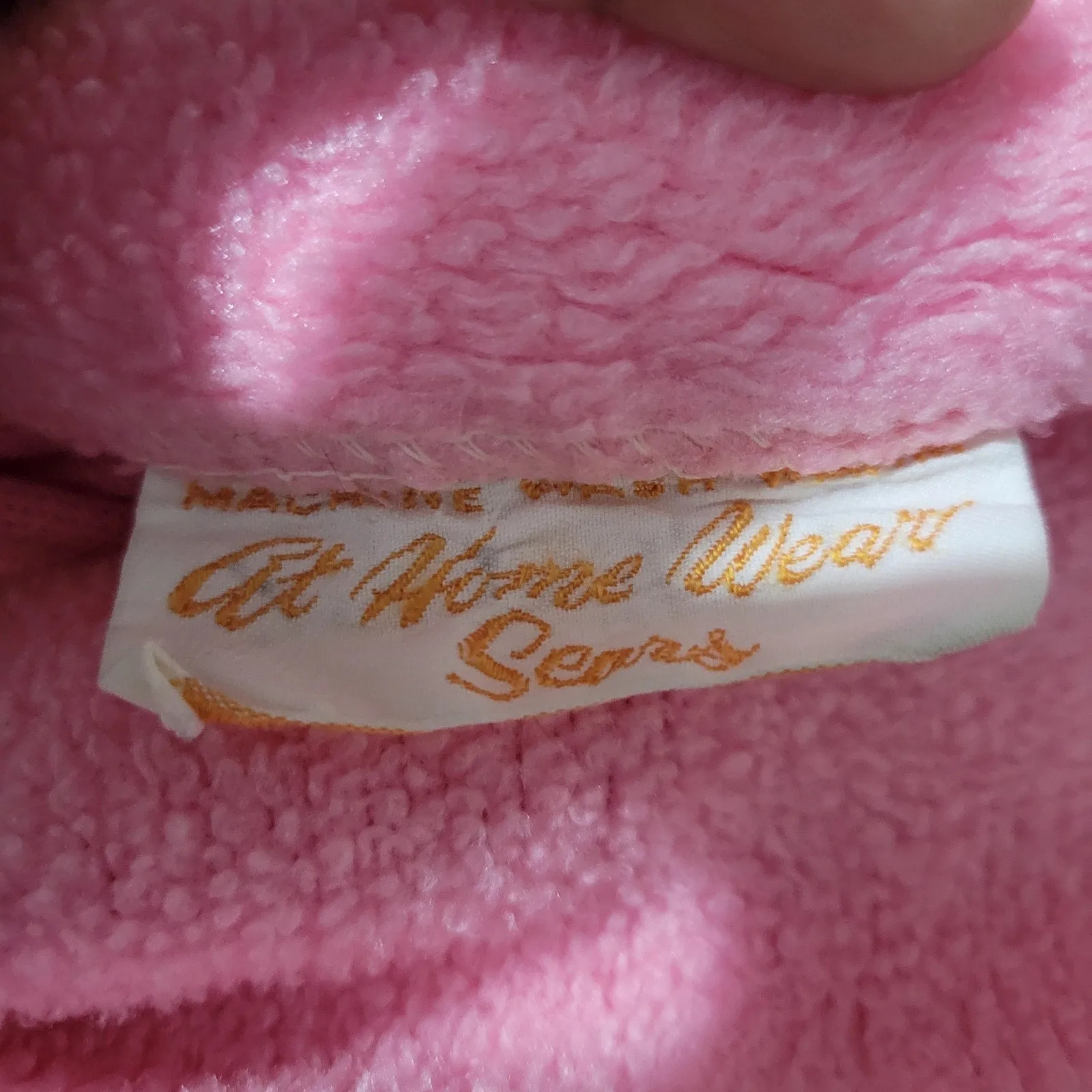 Vintage Sears Fleece Robe Pink Home Housecoat Pile Furry Belted Long Loungewear Small