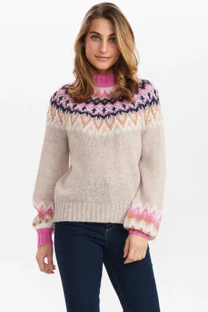 Warme gebreide trui | Nümph nuaniet pullover sesame