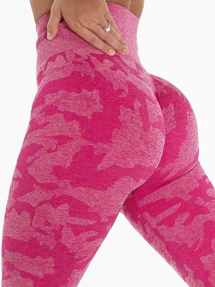 Wjczt Leggings Women Gym Fitness Seamless Leggings Sports Sweat-Absorbent Stretchy Knitted Camouflage Leggings Women