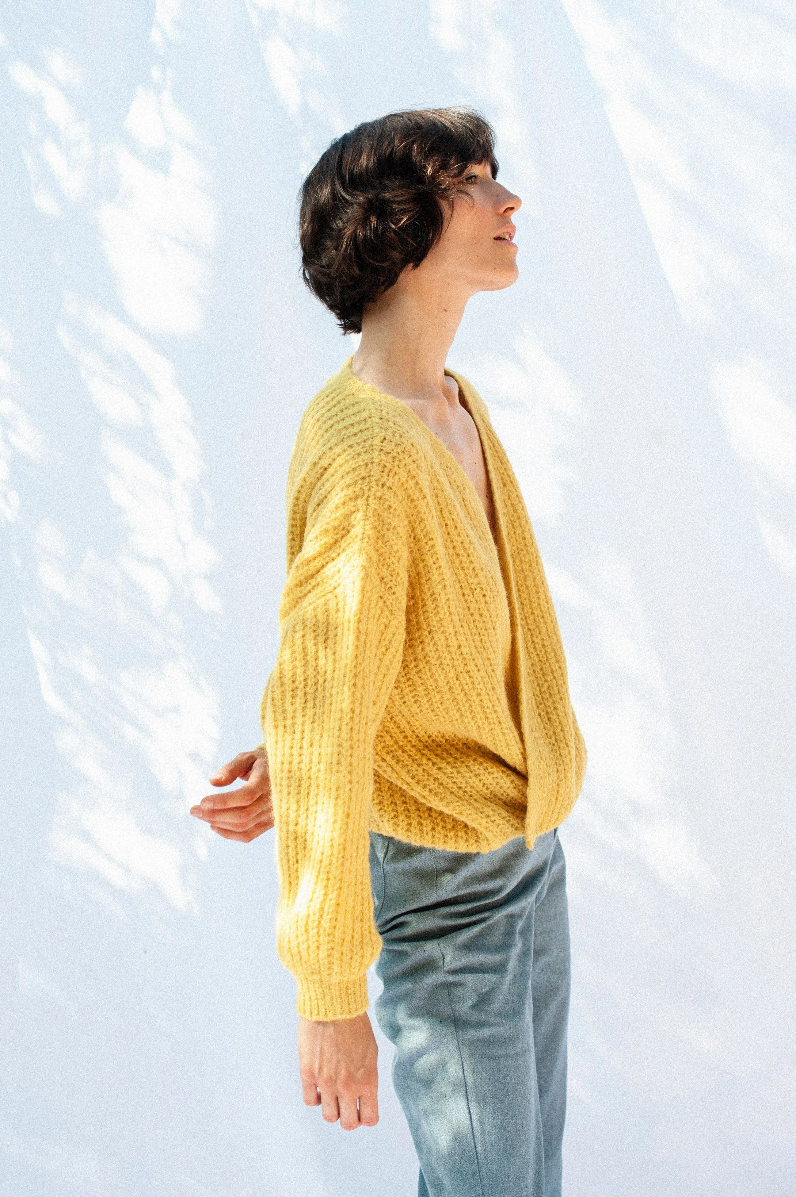 wrap cardigan - vega - daffodil yellow