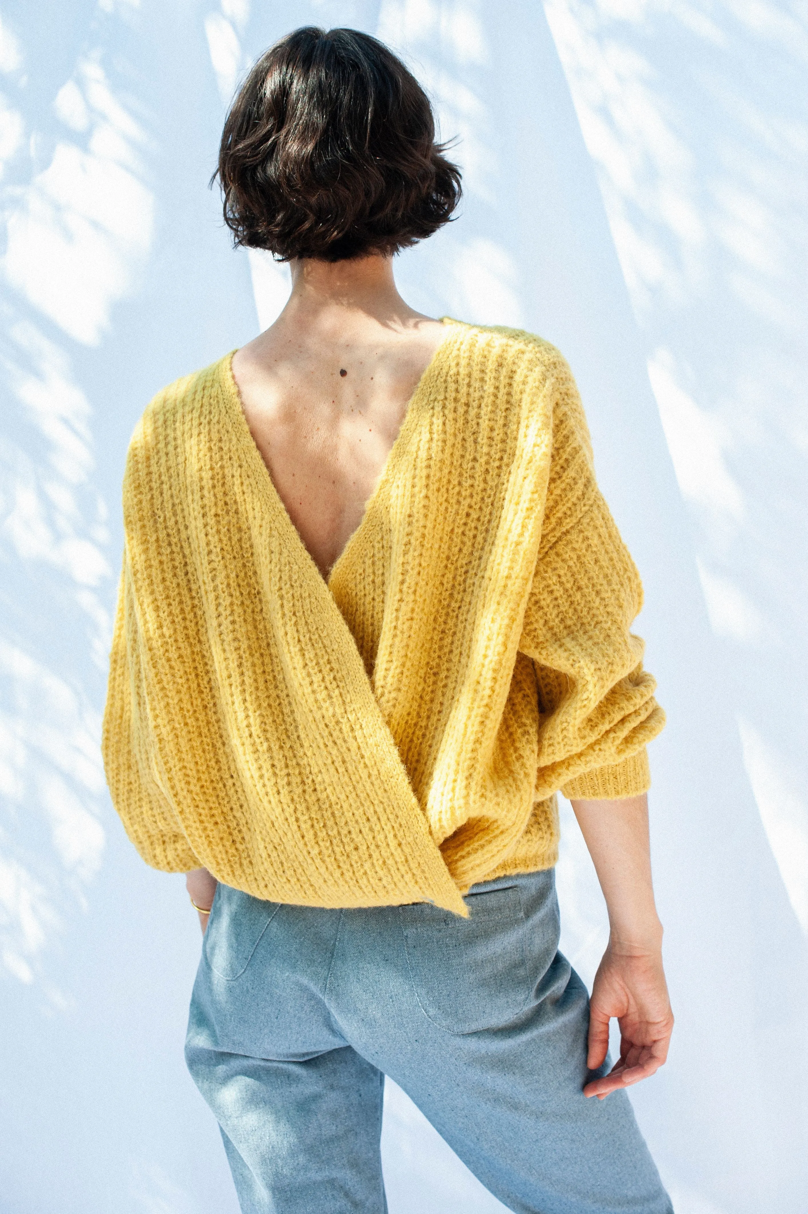 wrap cardigan - vega - daffodil yellow