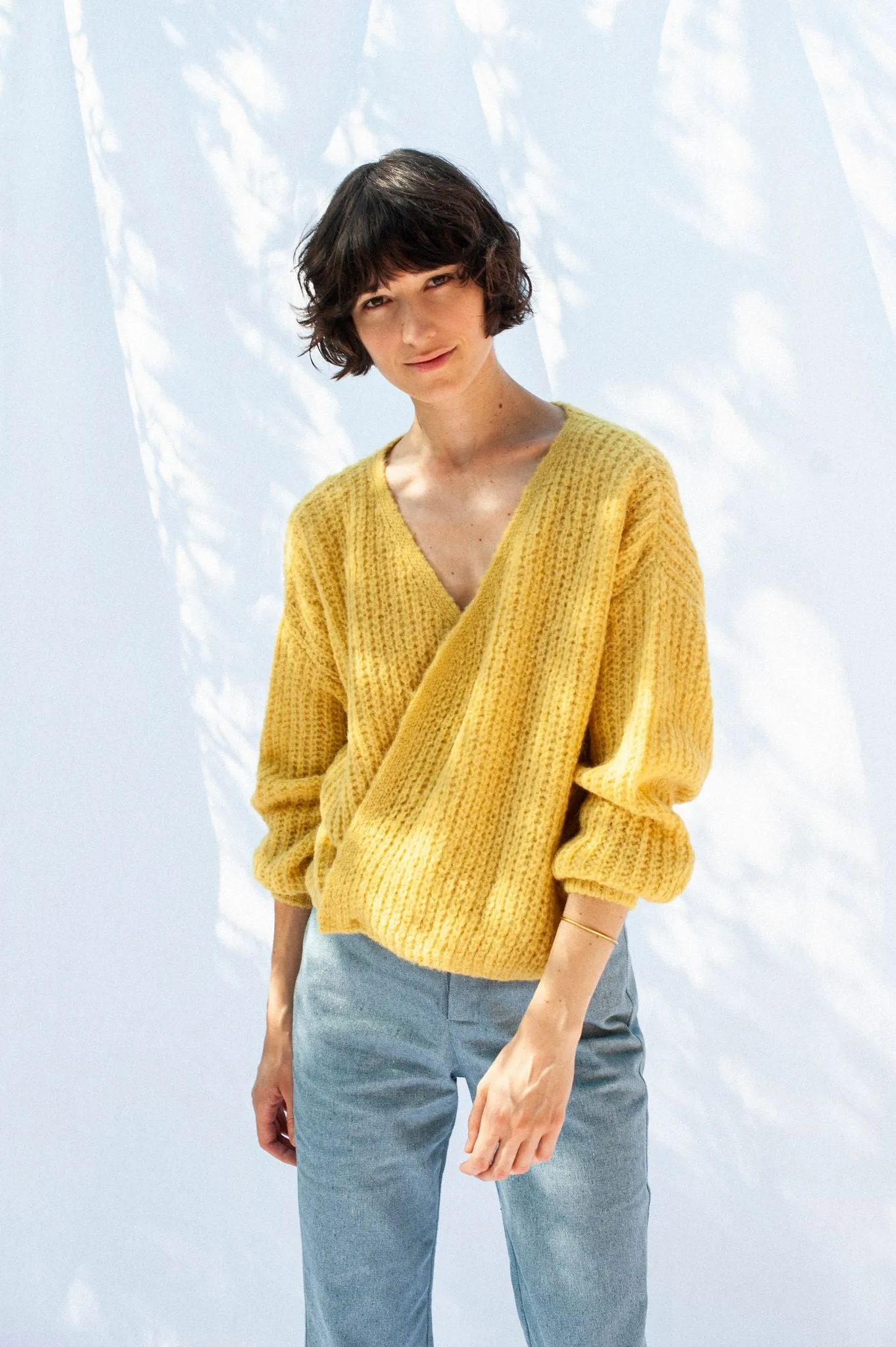 wrap cardigan - vega - daffodil yellow