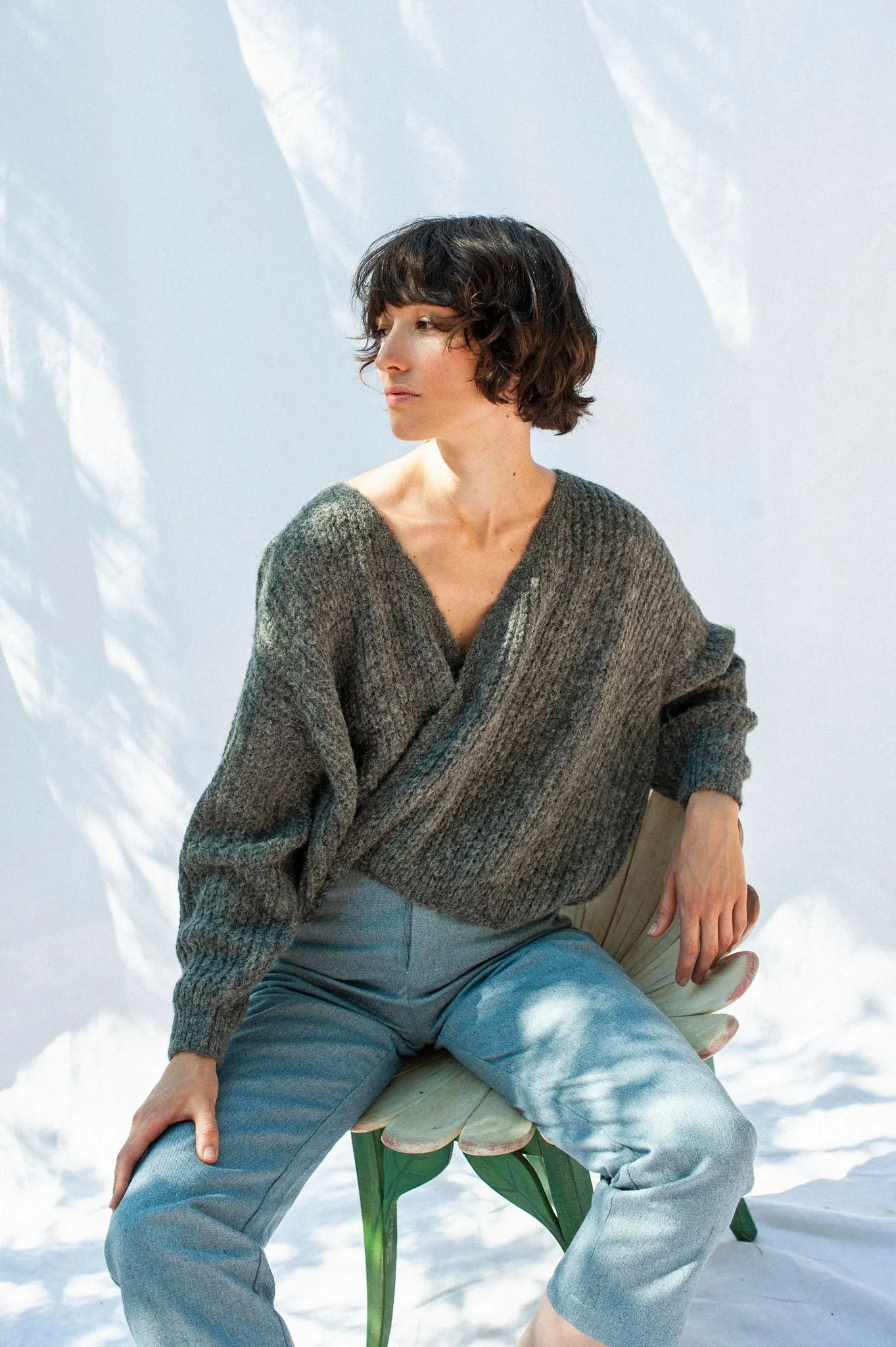 wrap cardigan - vega - dark grey