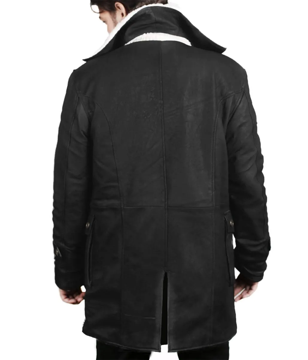 Xylar Distressed Shearling Leather Coat