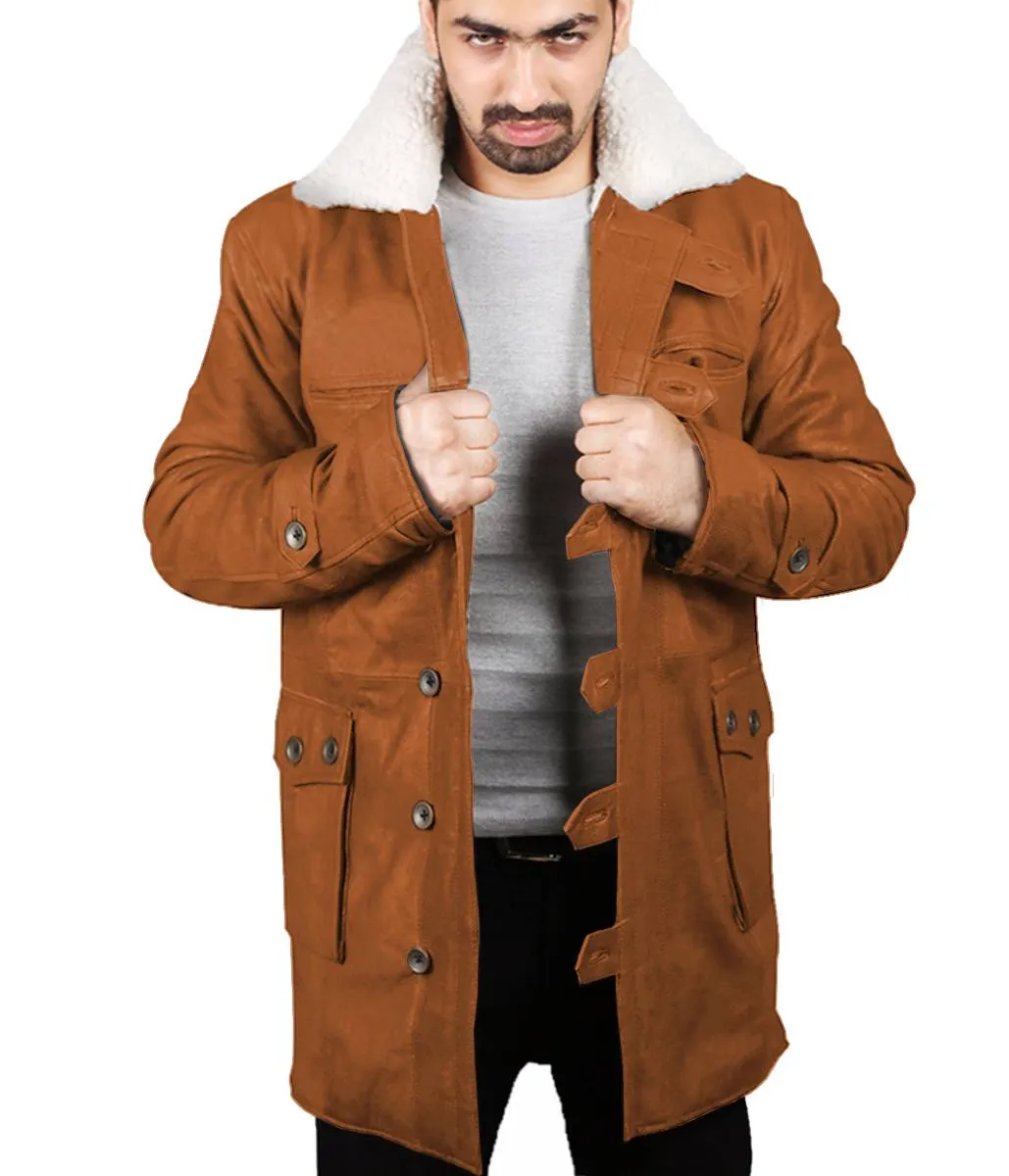 Xylar Distressed Shearling Leather Coat