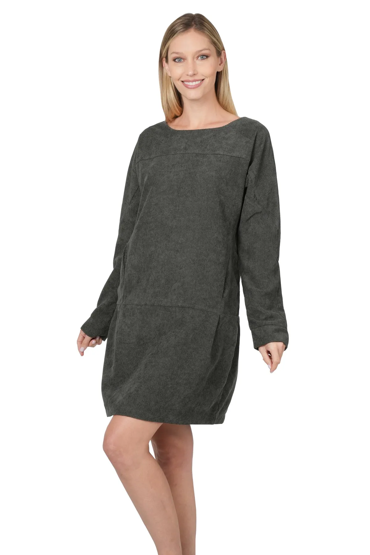 Zenana Corduroy Relazed Mini Dress (2 Colors)